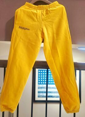 NWT PANGAIA 365 Organic Cotton Track Pants Sweatpants Saffron Yellow Size XXS